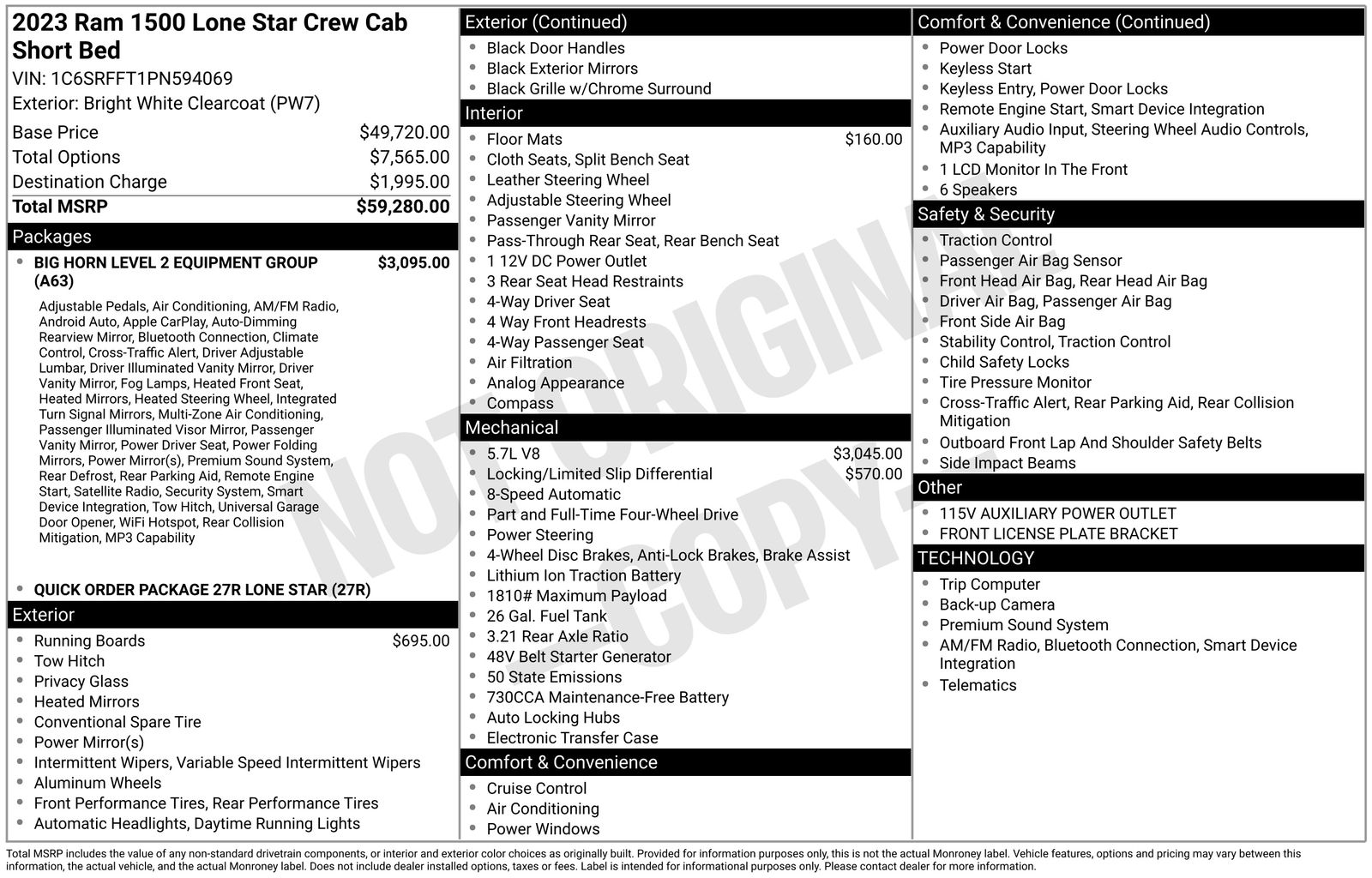 2023 RAM 1500 Big Horn/Lone Star 4x4 Crew Cab 5'7's photo