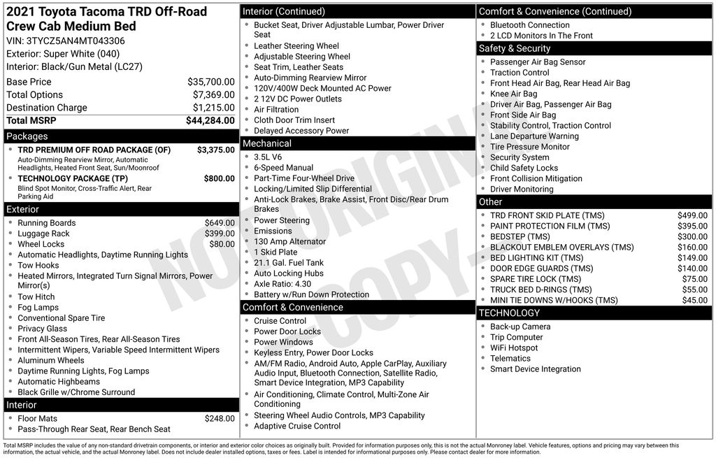 2021 Toyota Tacoma TRD Off Road V6 photo 6