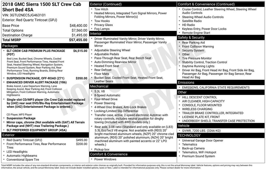 Used 2018 GMC Sierra 1500 SLT Truck Crew Cab