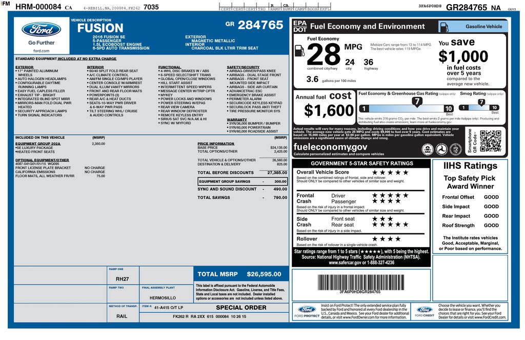 2016 Ford Fusion SE's photo