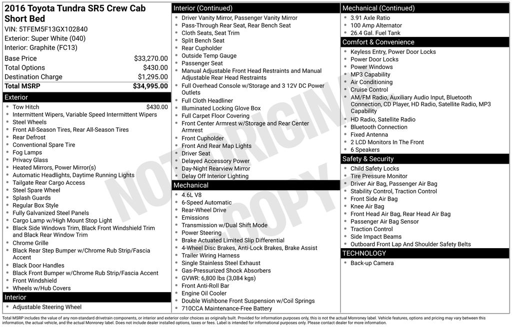 2016 Toyota Tundra SR5 4.6L Crew Max Short Bed's photo