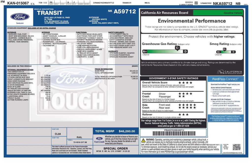 2022 Ford Transit 350 XL Low Roof Sliding Pass. 148's photo