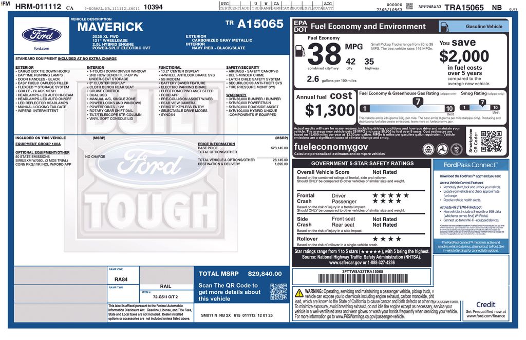 2026 Ford Maverick XL FWD's photo