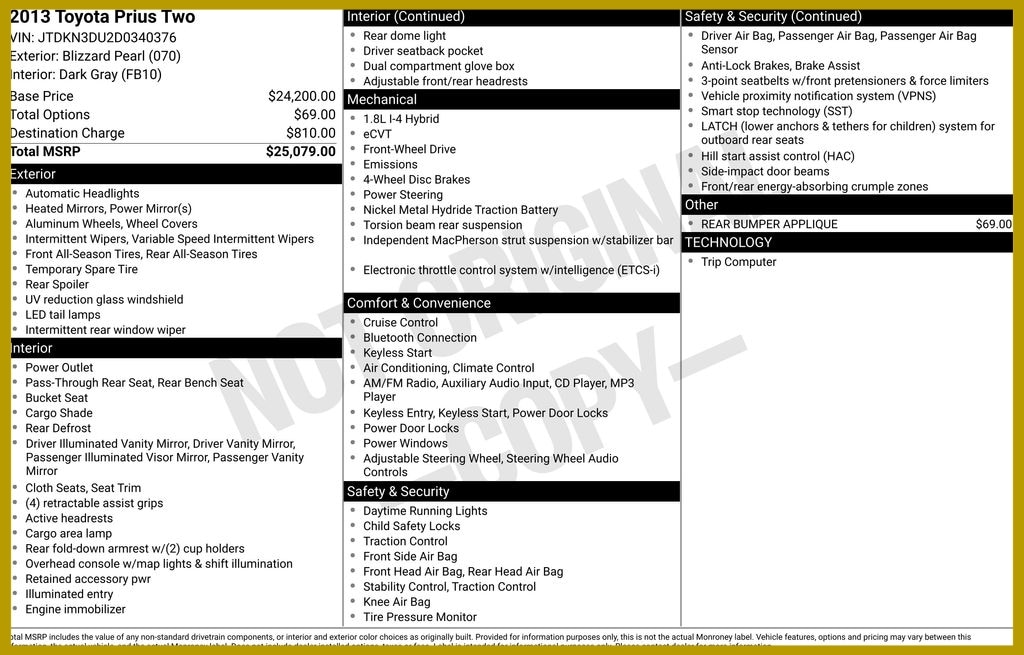 2013 Toyota Prius Two