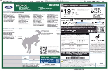 2025 Ford Bronco Base SUV 1FMDE6AH2SLB39943