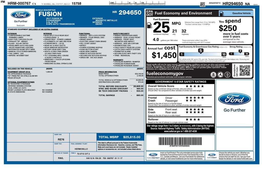 Used 2017 Ford Fusion SE Sedan