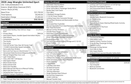 2020 Jeep Wrangler Unlimited Sport SUV