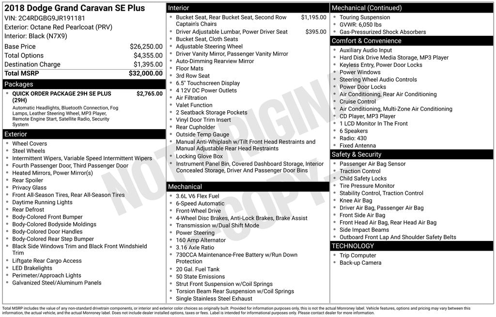 Used 2018 Dodge Grand Caravan SE Minivan/Van