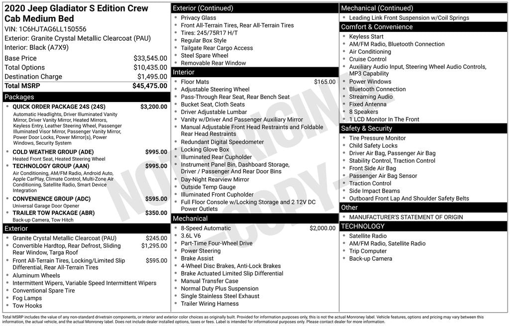 Used 2020 Jeep Gladiator Sport Truck