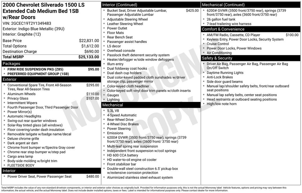 2000 Chevrolet Silverado 1500 1500 LS EXTENDED CAB SWB's photo