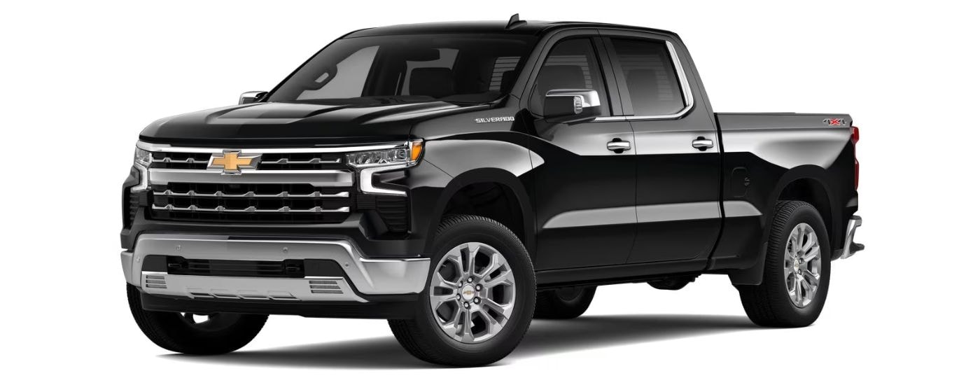 A black 2022 Chevy Silverado 1500 LTZ is angled left.