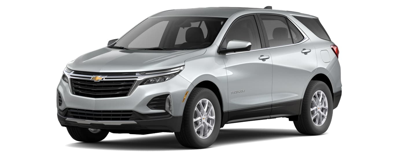A silver 2023 Chevy Equinox LT is angled left.