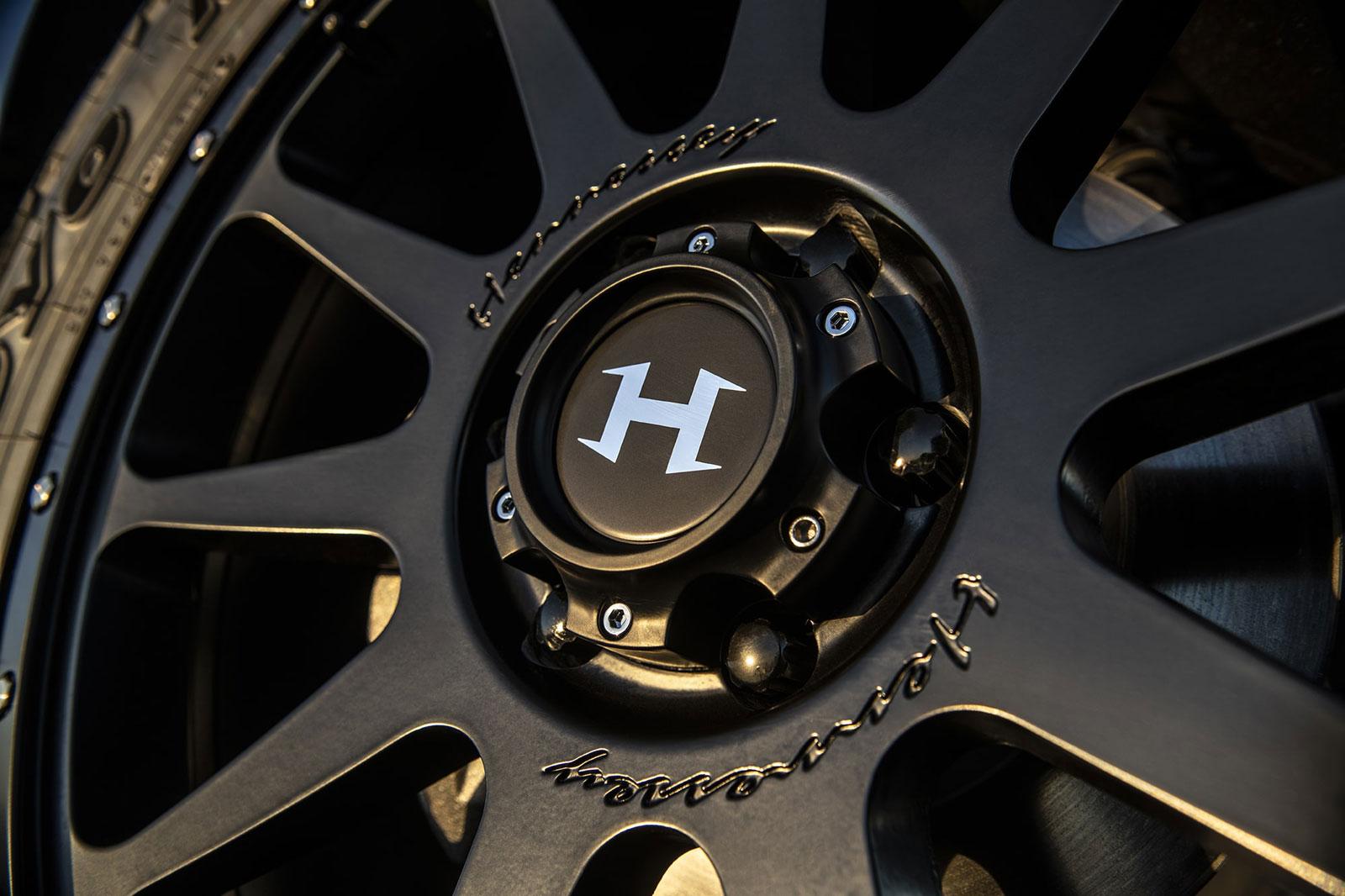 Close-up of 20 inch Hennessey 10-Spoke Wheel on a Chevy Silverado