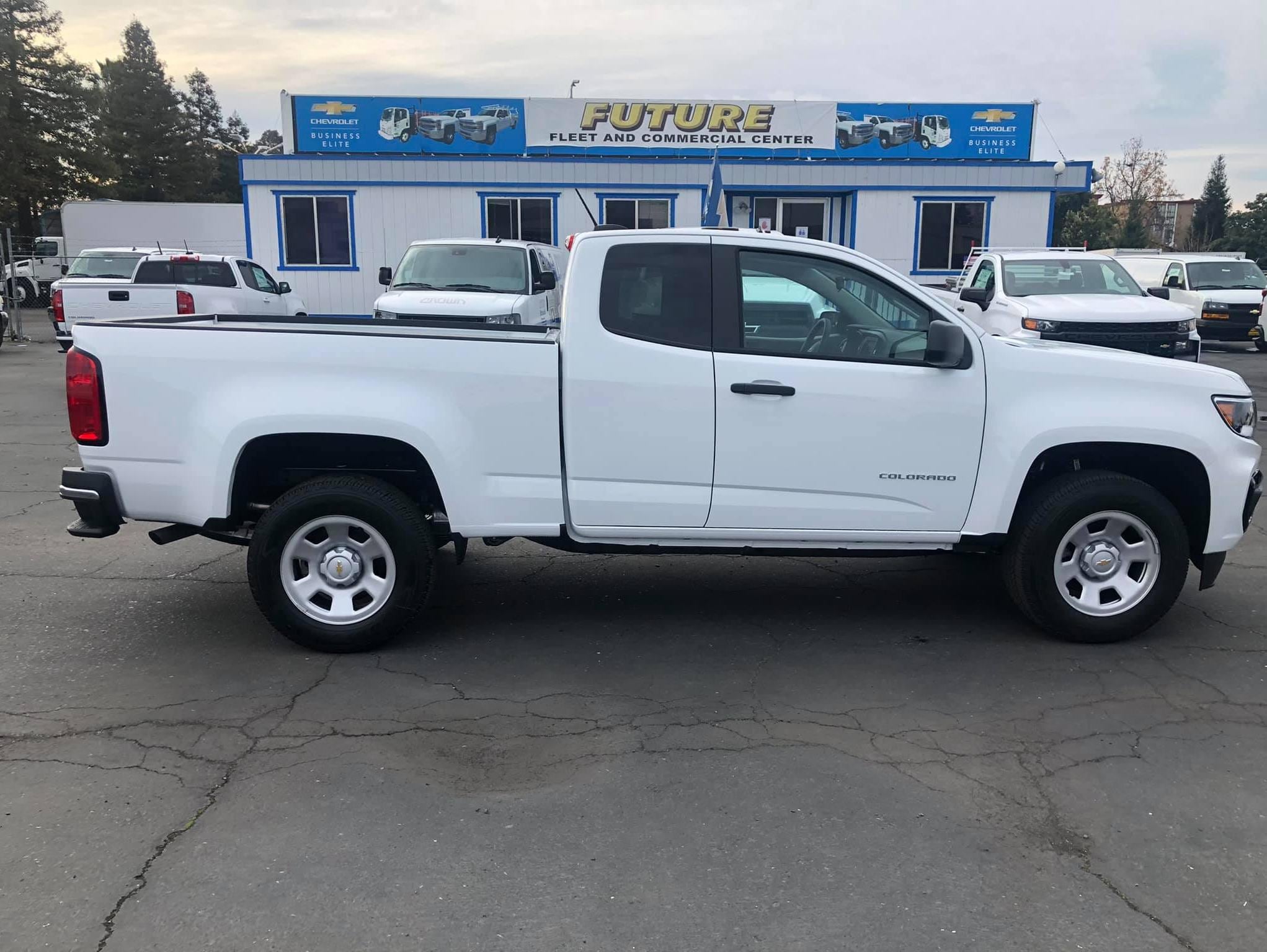 White Chevy Colorado 2WD Extended Cab Side View