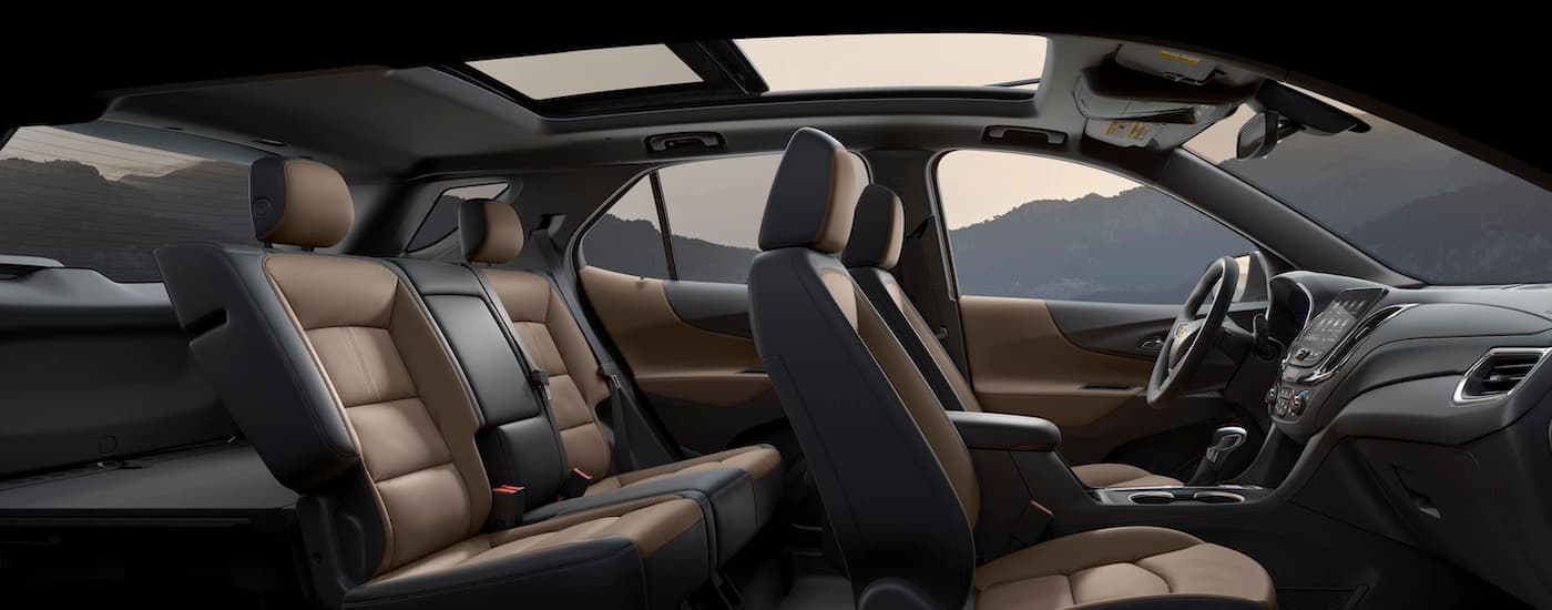 A close up shows the seating in a 2022 Chevy Equinox Premier.