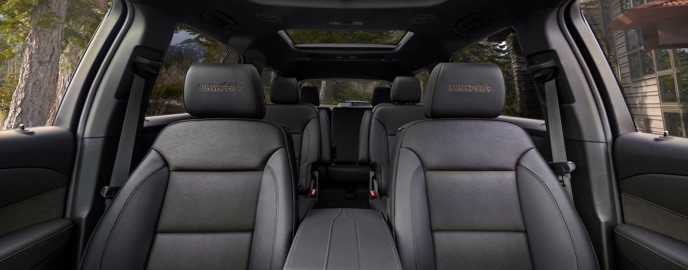The interior seating is shown in a 2022 Chevy Traverse High Country.