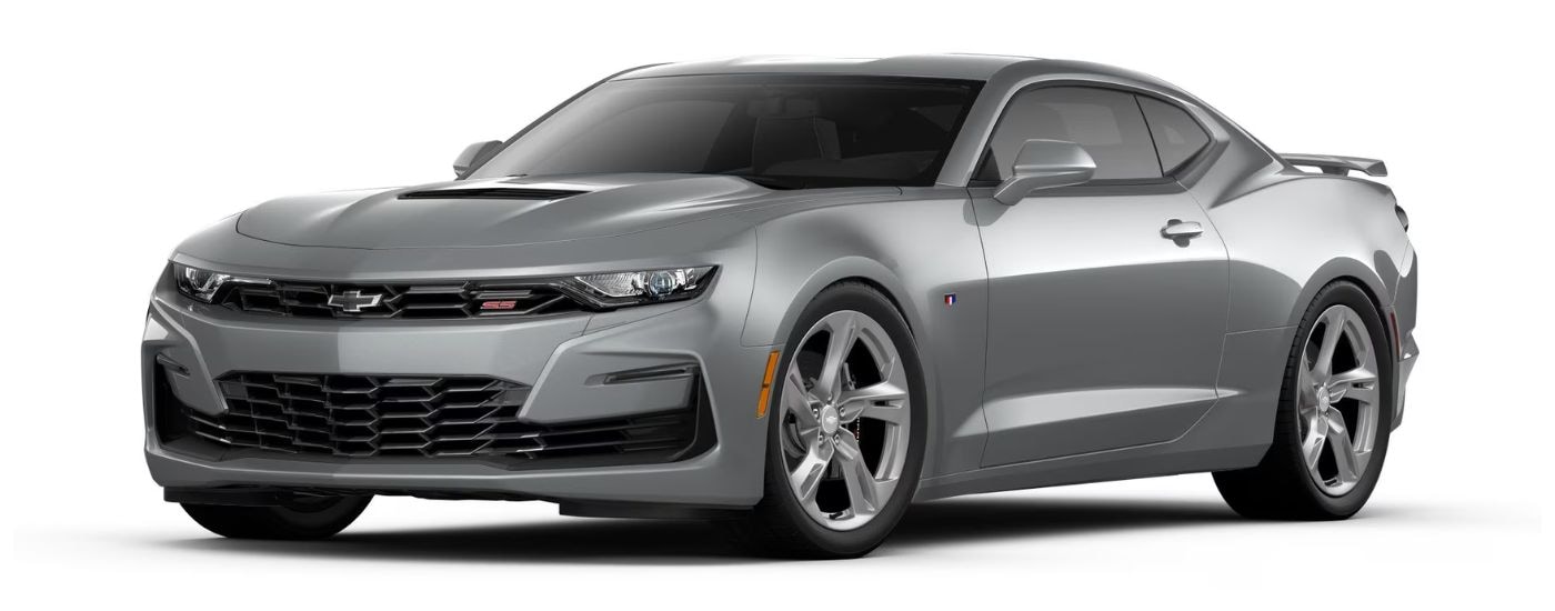 A silver 2024 Chevy Camaro 1SS is angled left.