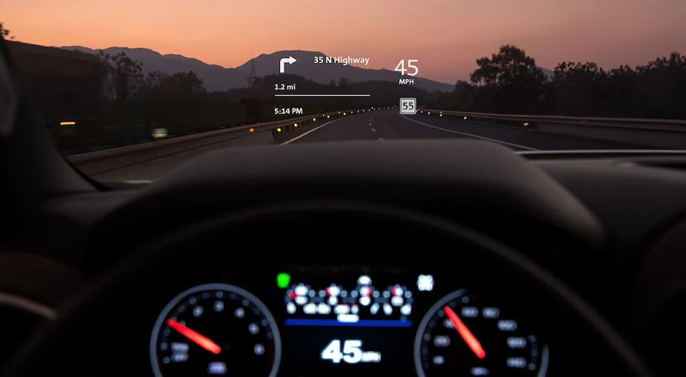 A close up shows the HUD in a 2022 Chevy Silverado 1500.