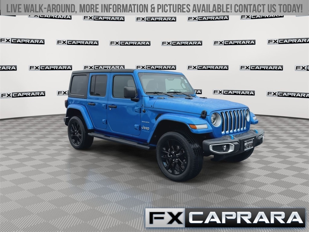 Used 2022 Jeep Wrangler Unlimited Sahara 4XE with VIN 1C4JJXP69NW233786 for sale in Alexandria Bay, NY