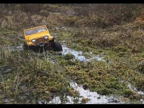The Jeep Wrangler Going Through A Marsh The Jeep Wrangler going through the Marsh