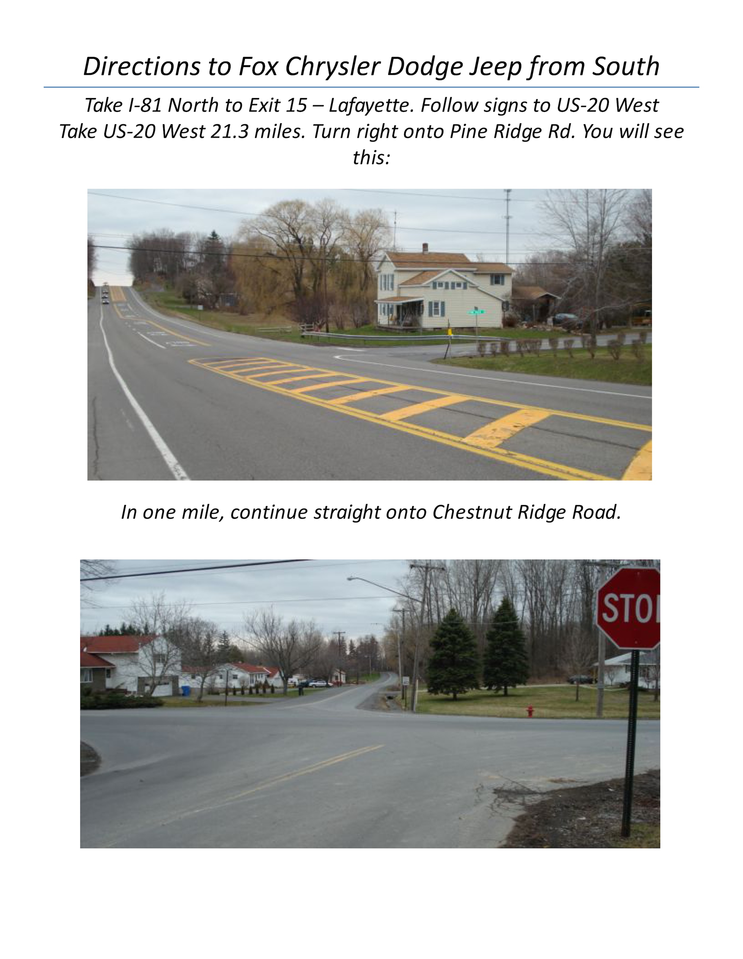 Hours & Directions Fox CDJR Auburn, NY