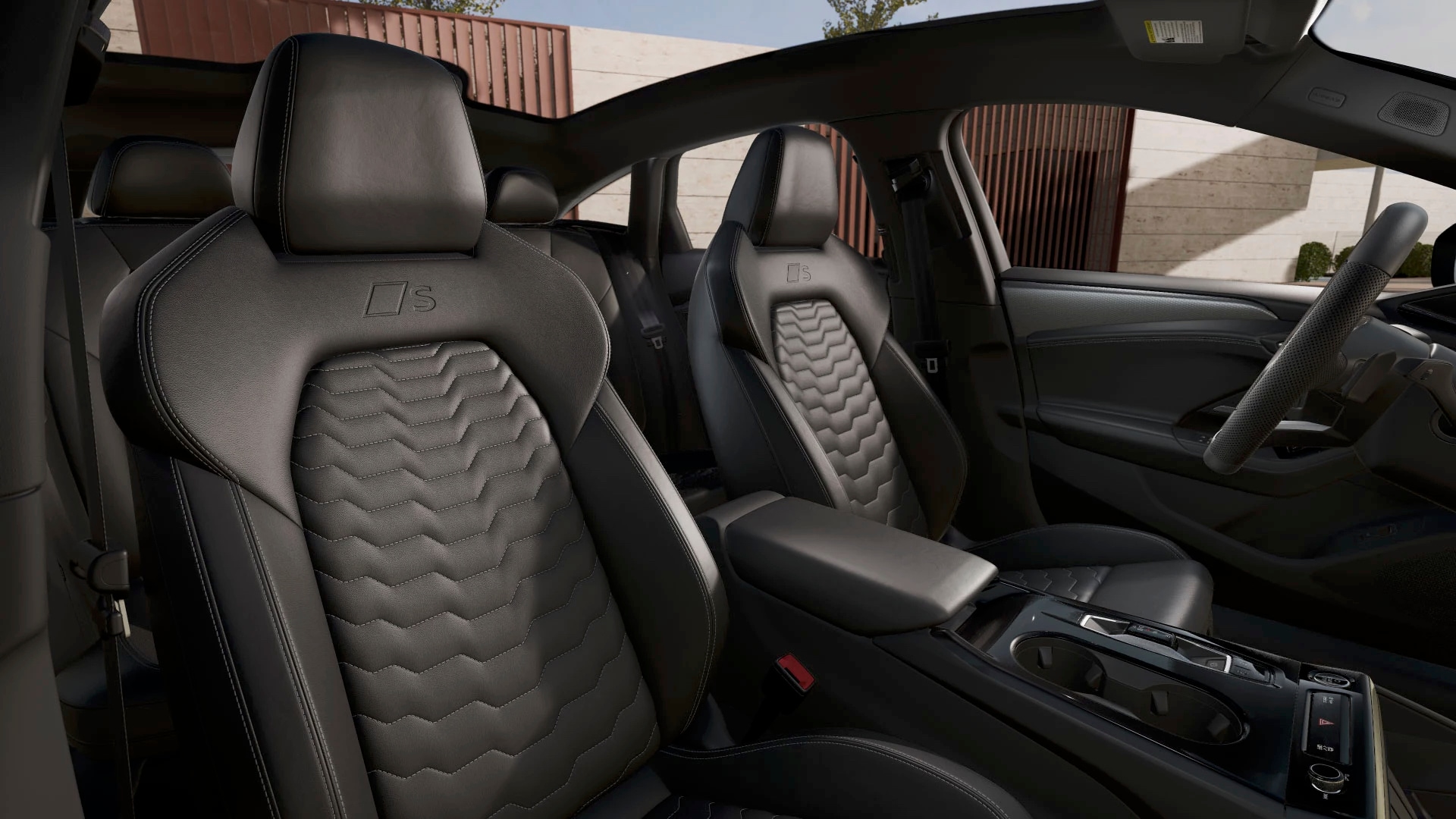 Close-up of the Audi S6 e-tron 2025 seat design.