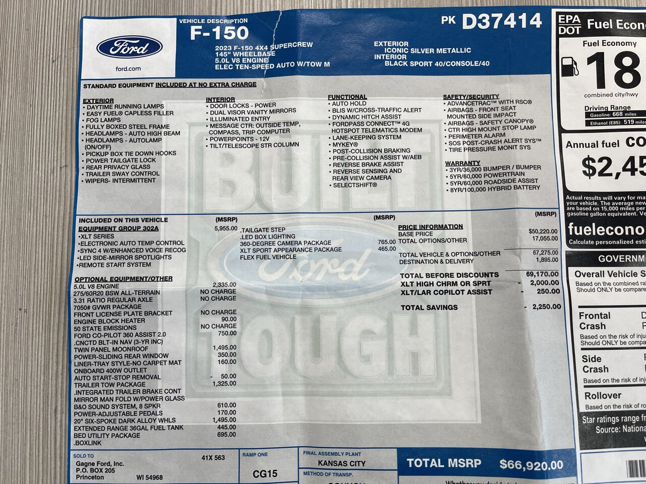 Used 2023 Ford F-150 XLT with VIN 1FTFW1E59PKD37414 for sale in Princeton, WI