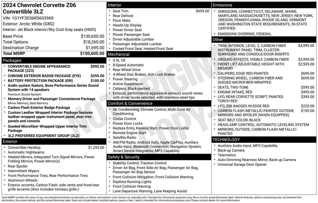 Used 2024 Chevrolet Corvette Z06 3LZ Convertible