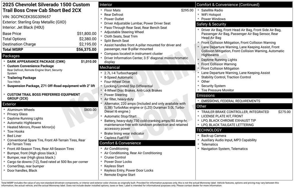 Used 2025 Chevrolet Silverado 1500 Custom Trail Boss Truck Crew Cab