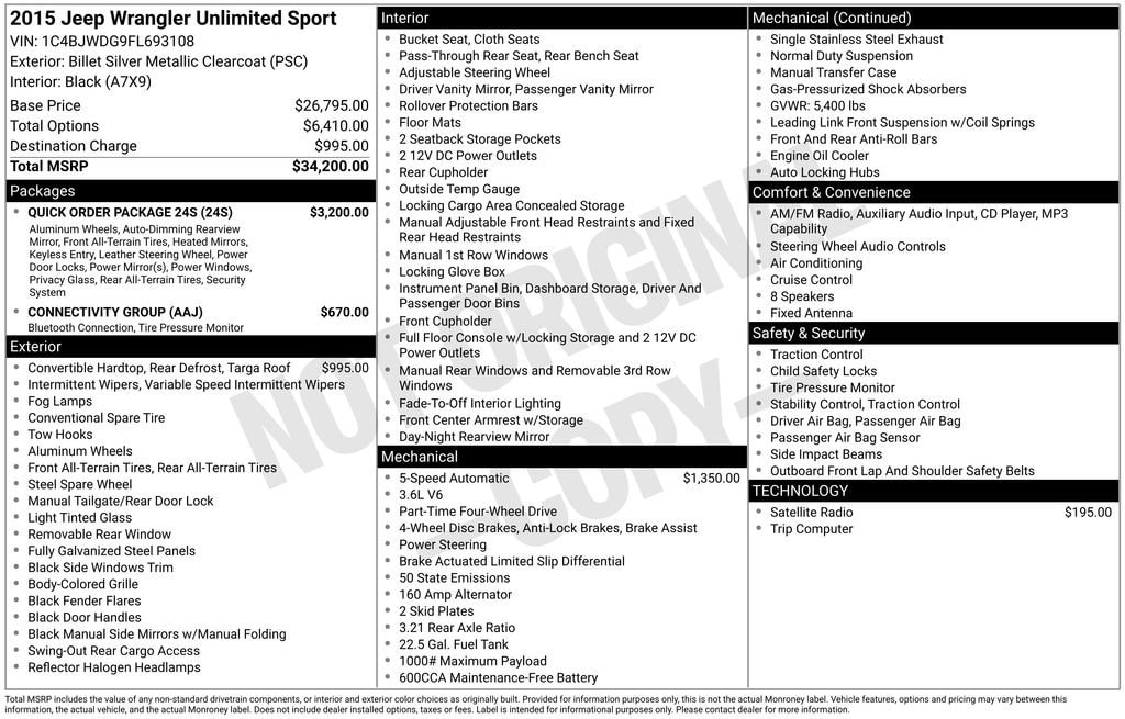 Used 2015 Jeep Wrangler Unlimited Sport SUV