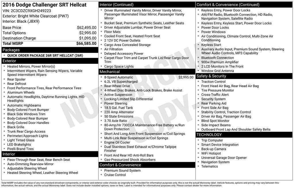 Used 2016 Dodge Challenger SRT Hellcat Coupe
