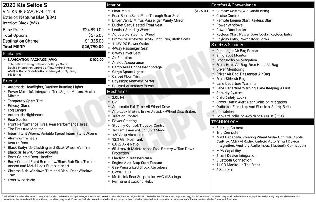 Used 2023 Kia Seltos S SUV