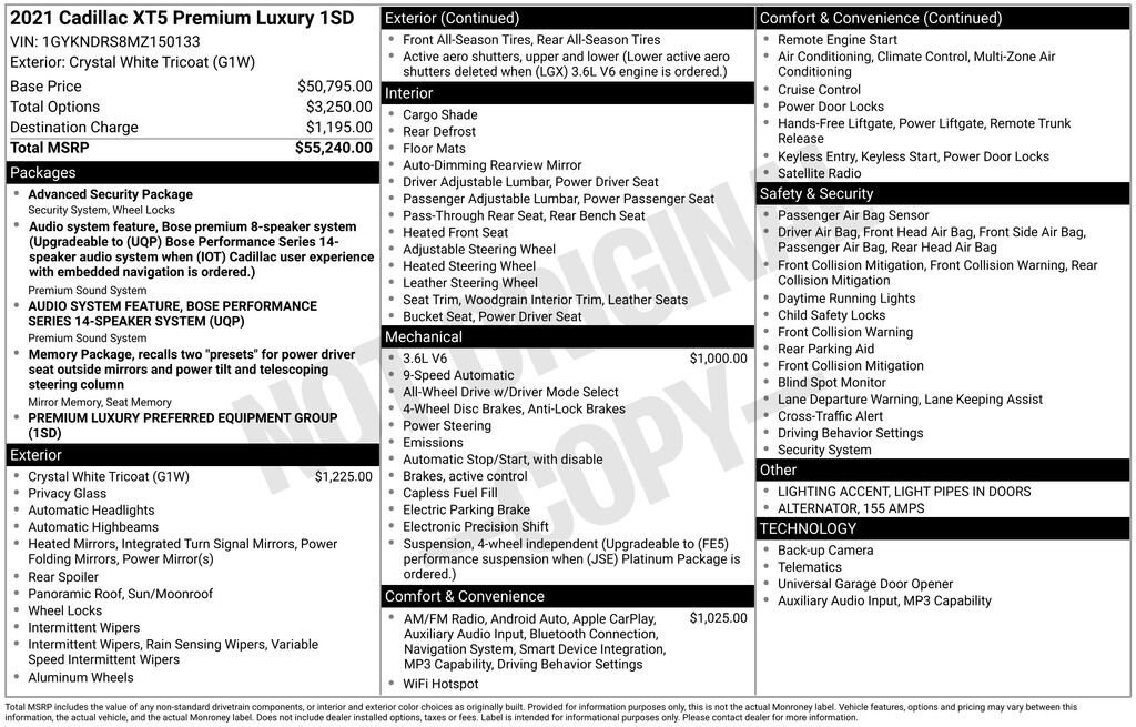 Used 2021 CADILLAC XT5 AWD Premium Luxury SUV