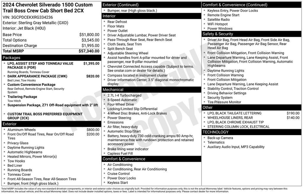 Used 2024 Chevrolet Silverado 1500 Custom Trail Boss Truck Crew Cab
