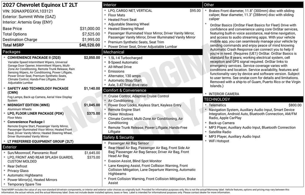 New 2027 Chevrolet Equinox LT SUV