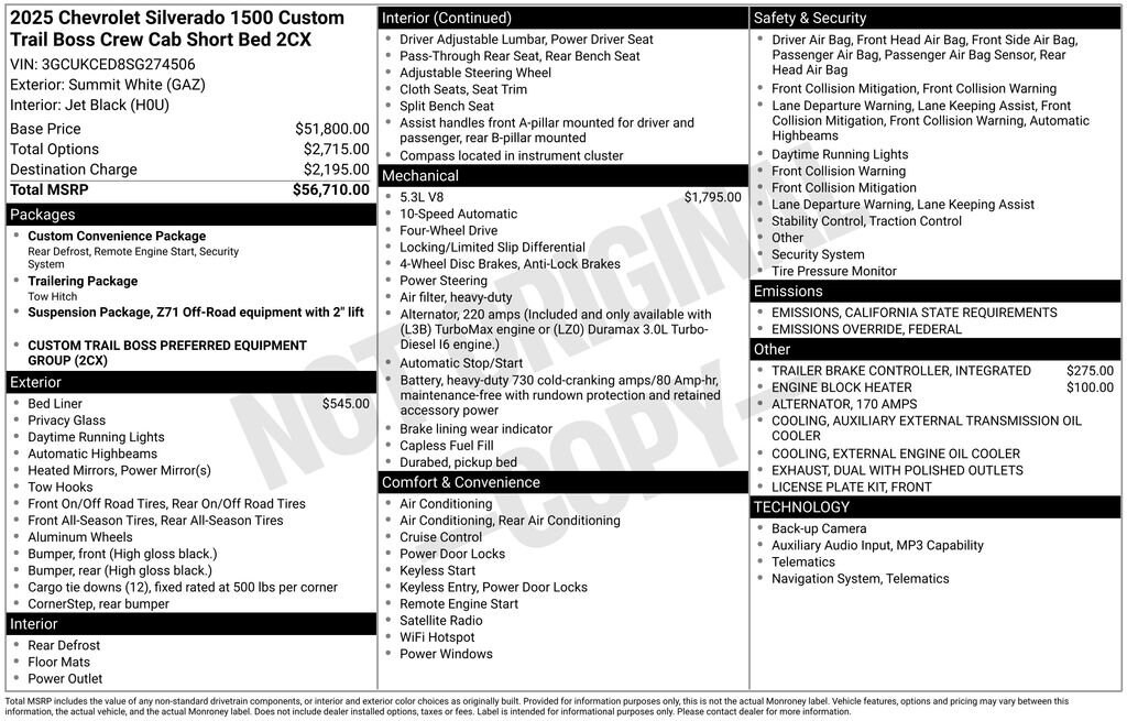 Used 2025 Chevrolet Silverado 1500 Custom Trail Boss Truck Crew Cab