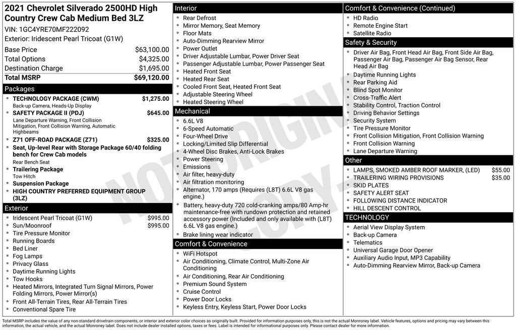 Used 2021 Chevrolet Silverado 2500 HD High Country Truck Crew Cab