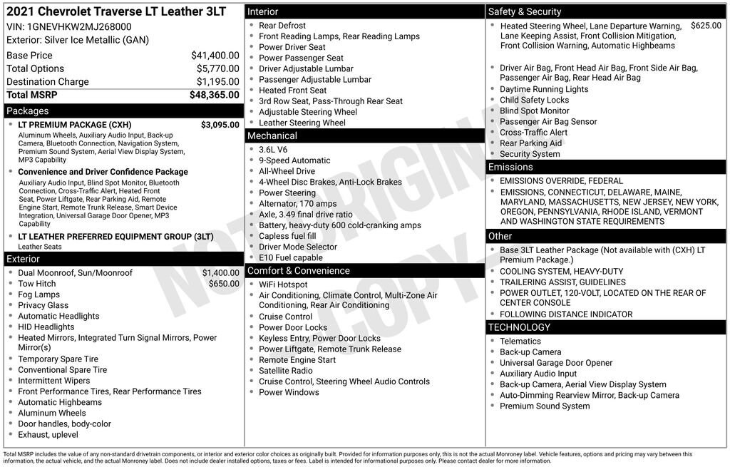 Used 2021 Chevrolet Traverse LT Leather SUV