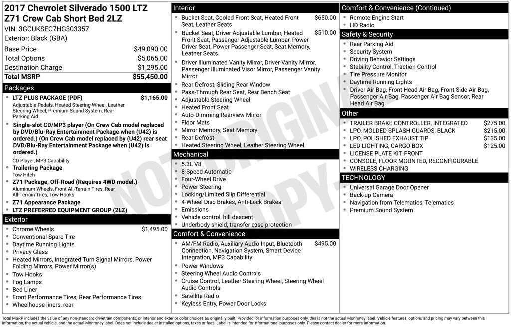 Used 2017 Chevrolet Silverado 1500 LTZ Truck Crew Cab