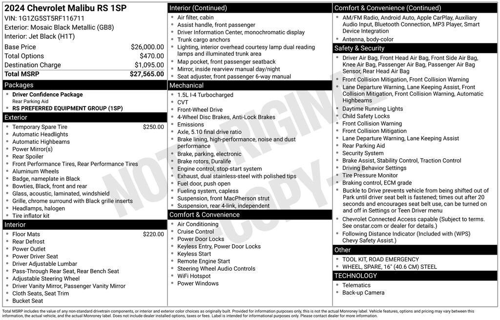 Used 2024 Chevrolet Malibu RS Sedan