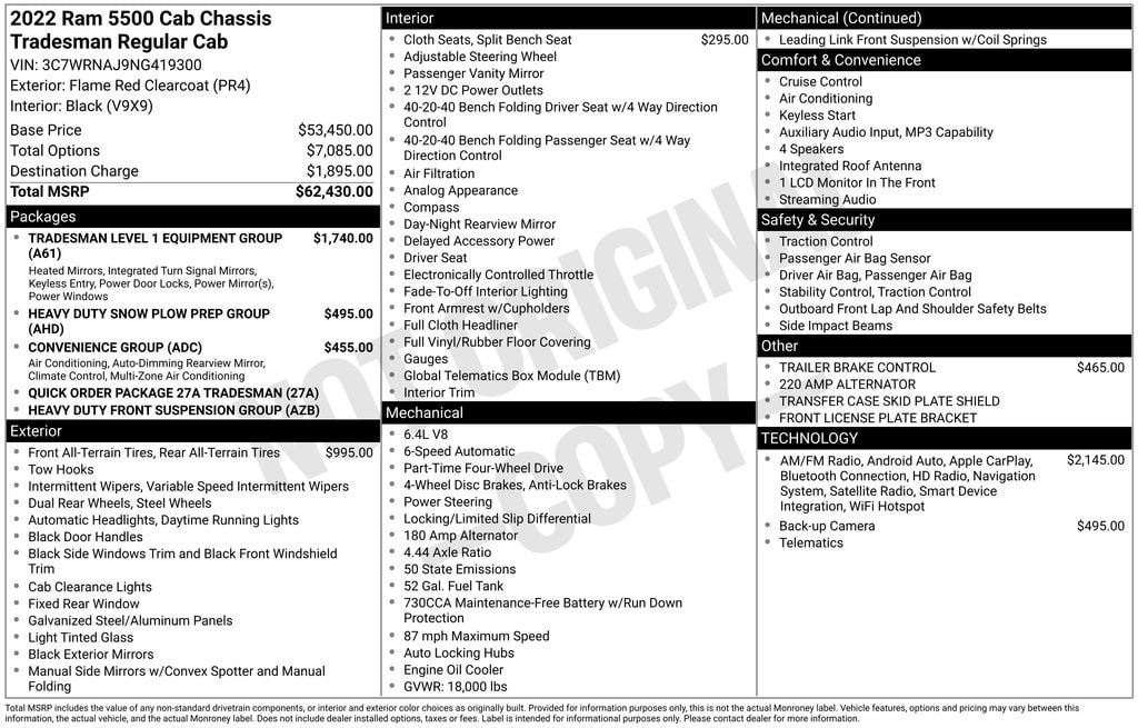 Used 2022 Ram 5500 Chassis Cab Tradesman Truck Regular Cab