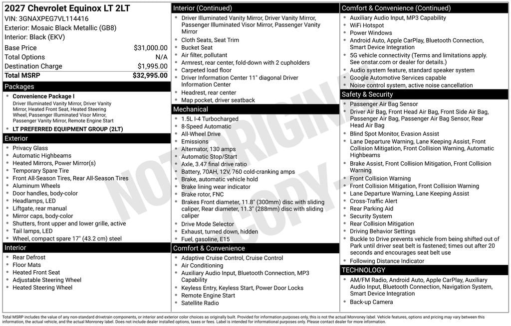 New 2027 Chevrolet Equinox LT SUV