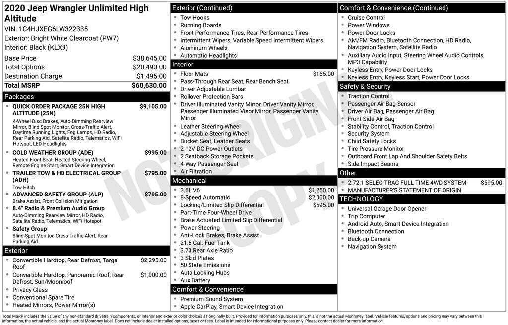 Used 2020 Jeep Wrangler Unlimited Sahara High Altitude SUV