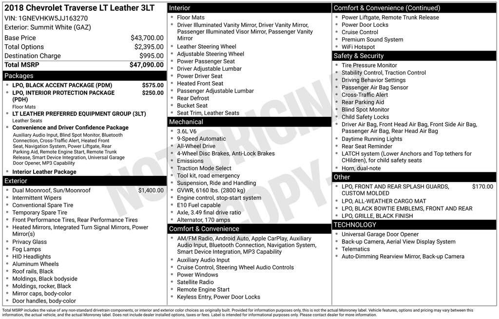 Used 2018 Chevrolet Traverse LT Leather SUV