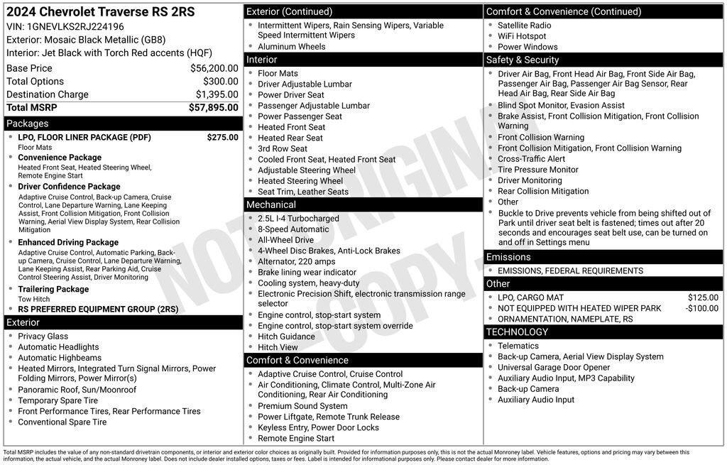 Used 2024 Chevrolet Traverse RS SUV