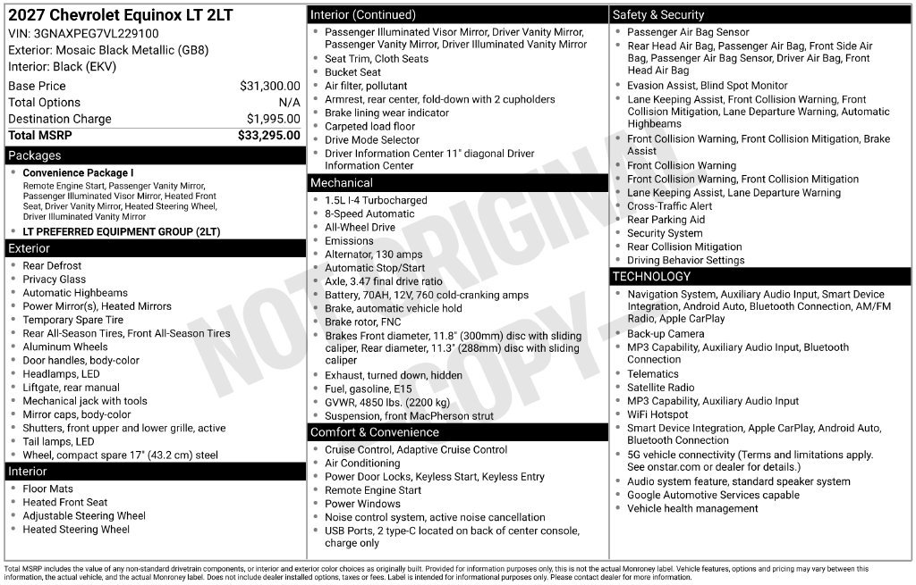 New 2027 Chevrolet Equinox LT SUV