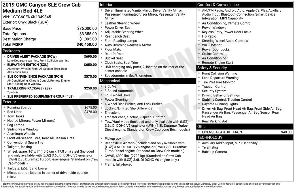 Used 2019 GMC Canyon 4WD SLE Truck Crew Cab