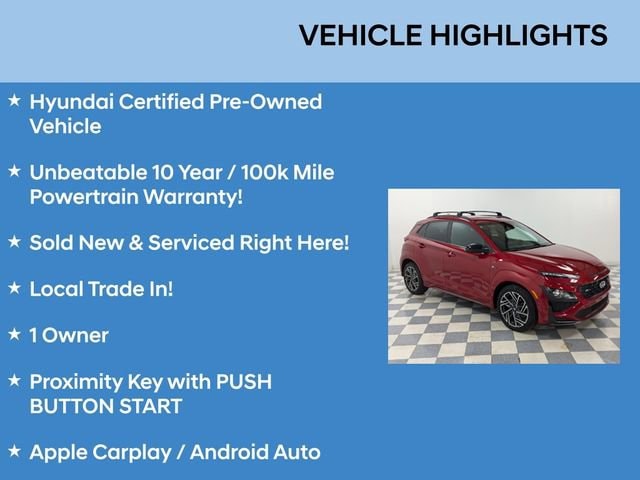 Certified 2022 Hyundai Kona N Line with VIN KM8K3CA35NU799859 for sale in Parma, OH