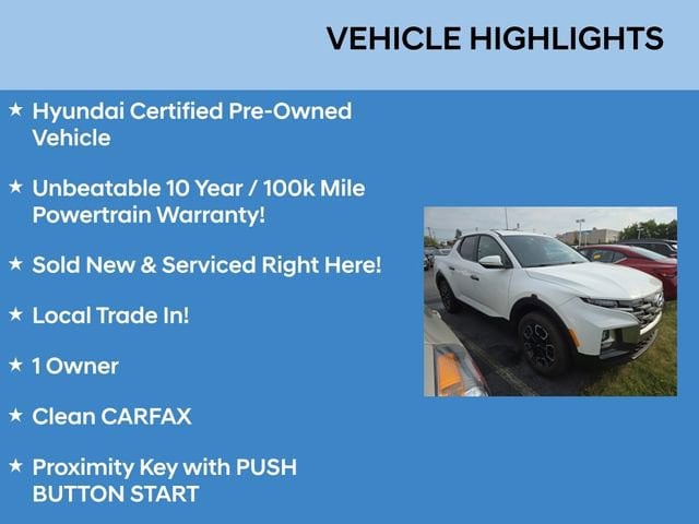 Certified 2022 Hyundai Santa Cruz SEL with VIN 5NTJBDAEXNH012278 for sale in Parma, OH