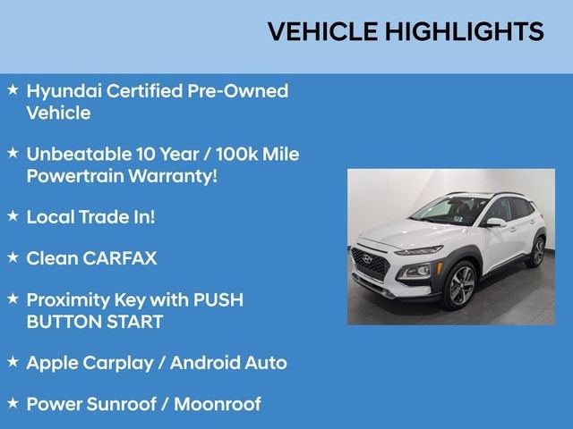 Certified 2020 Hyundai Kona Ultimate with VIN KM8K5CA52LU505231 for sale in Parma, OH